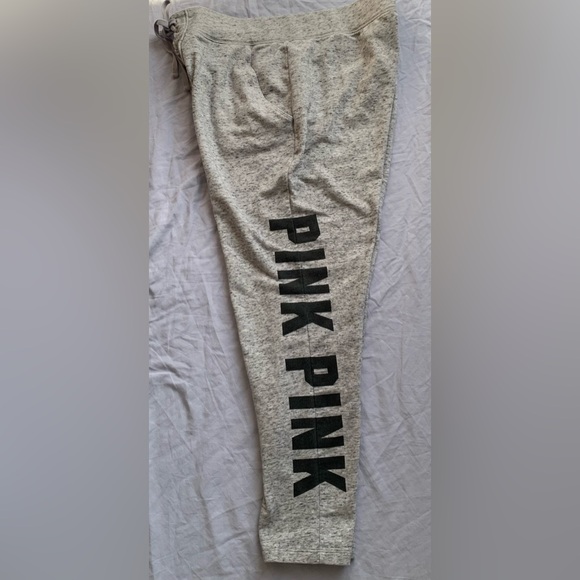 PINK Victorias Secret Pink Relaxed Jogger Logo Pants | Heather Gray | large - Picture 4 of 5